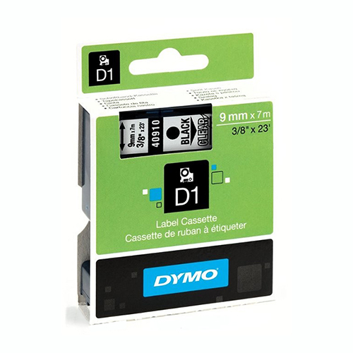 D1 High-Performance Polyester Removable Label Tape, 3/8" X 23 Ft, Black On Clear