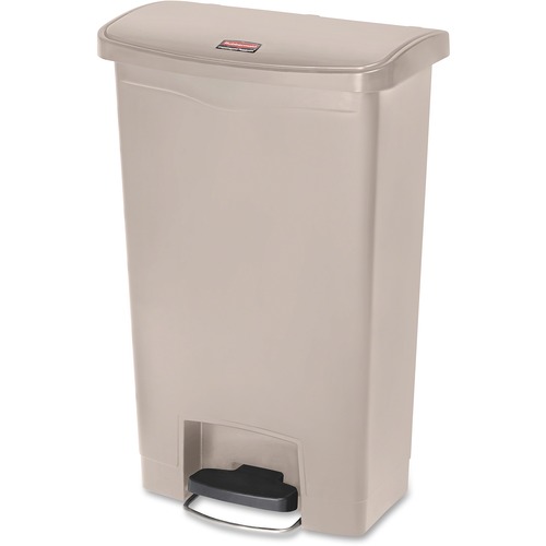 Slim Jim Resin Step-On Container, Front Step Style, 13 Gal, Beige