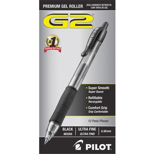 G2 Premium Retractable Gel Ink Pen, Black Ink, Ultra Fine, Dozen
