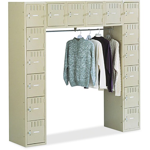 Sixteen Box Compartments & Coat Bar, 72w X 18d X 72h, Sand