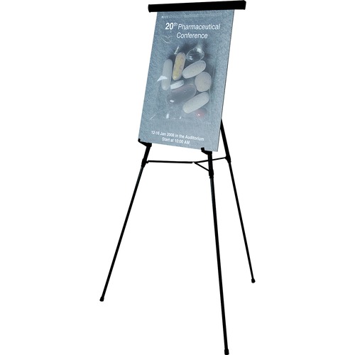 Telescoping Tripod Display Easel, Adjusts 35" To 64" High, Metal, Black