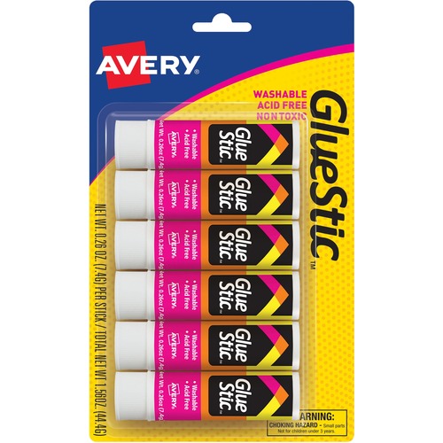 Permanent Glue Stics, White Application, .26 Oz, Stick, 6/pack