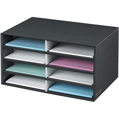 Decorative Sorter, 8 Letter Sections, 19 1/2 X 12 3/8 X 10 1/4, Bk/gy Pinstripe