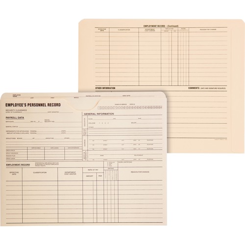 Employee Record Jackets, 11 3/4 X 9 1/2, 11 Point Manila, 100/box