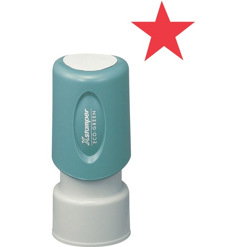Specialty Stamp, Pre-Inked Star Shape, 5/8", Red Ink