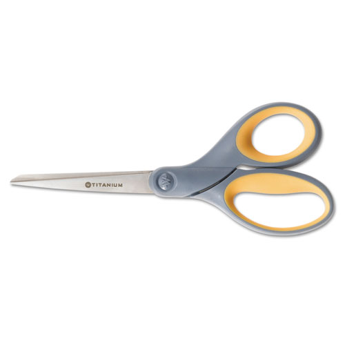 5110016296580, WESTCOTT TITANIUM SCISSORS, 7" STRAIGHT, GRAY/YELLOW