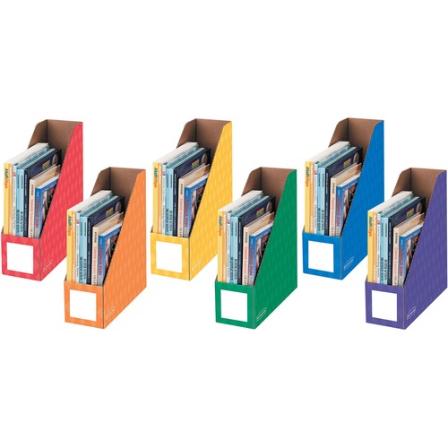 Cardboard Magazine File, 4 1/4 X 11 3/8 X 12 7/8, Assorted, 6/pk