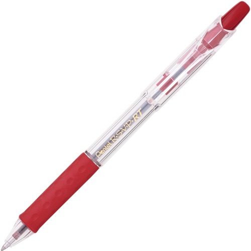 Ballpoint Pen,Retractable,Refillable,Medium Pt.,1DZ,RD Ink