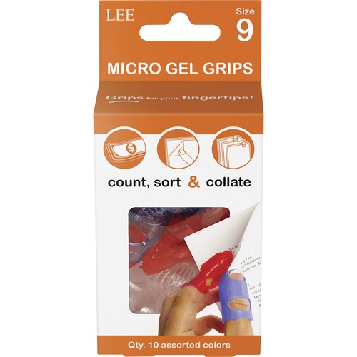 Fingertip Grips, Gel, Size 9, Large, 3/4", 10/PK, Assorted