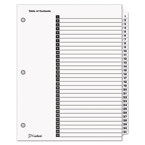 Traditional Onestep Index System, 31-Tab, 1-31, Letter, White, 31/set