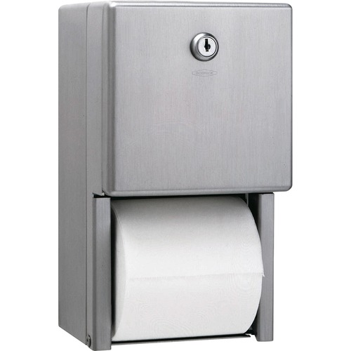 Stainless Steel 2-Roll Tissue Dispenser, 6 1/16 X 5 15/16 X 11, Stainless Steel