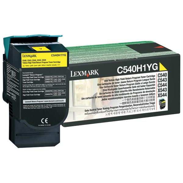 C540H1YG RETURN PROGRAM HIGH-YIELD TONER, 2000 PAGE-YIELD, YELLOW