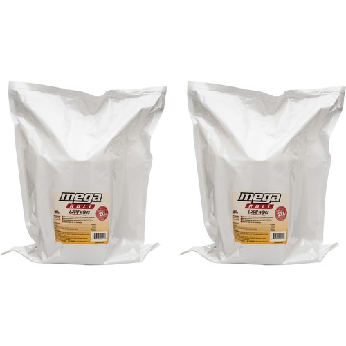 Wipes, Alcohol-free, 8"x8", 1200Shts/Roll, 2/CT, White