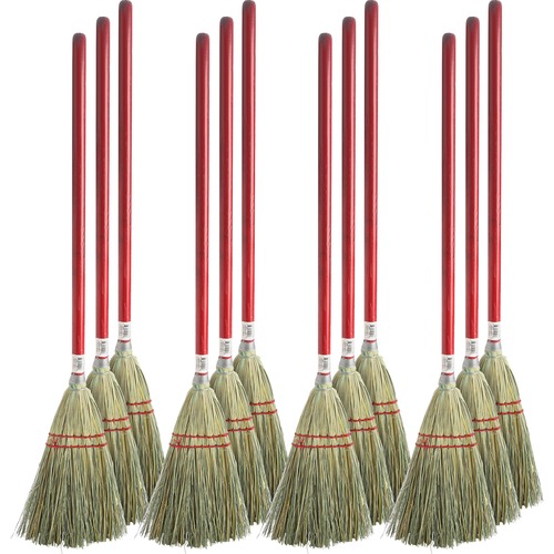 Genuine Joe  Toy Broom, Corn Fiber Bristles, 24"L Handle, 12/CT, Natural