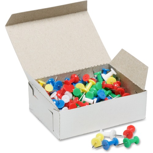 7510012073978, COLOR PUSH PINS, PLASTIC, ASSORTED, 3/8", 100/BOX
