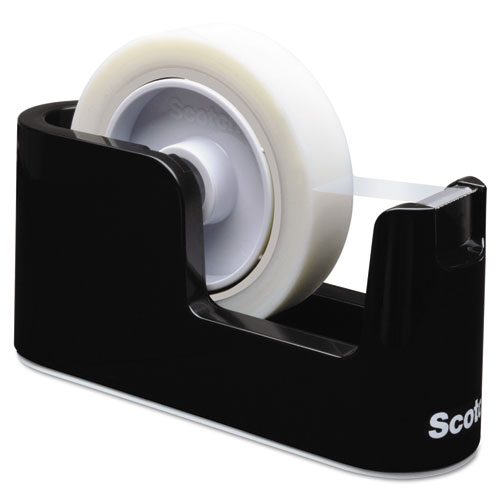 Heavy Duty Weighted Desktop Tape Dispenser, 3" Core, Plastic, Black