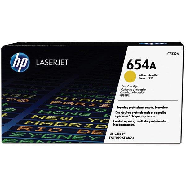 Hewlett-Packard  Toner Cartridge, HP654A, 15,000 Pg Yld, Yellow