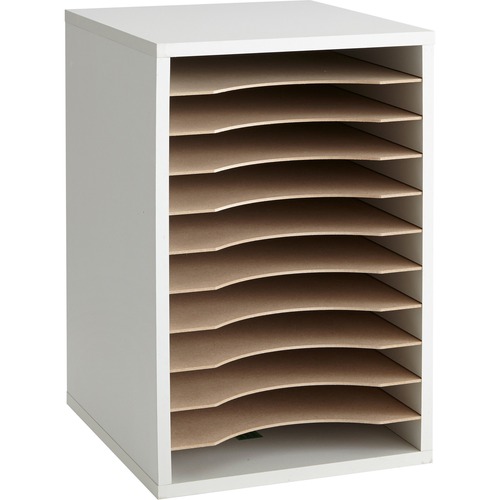 Wood Vertical Desktop Literature Sorter, 11 Sections 10 5/8 X 11 7/8 X 16, Gray