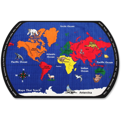 Maps That Teach Rug, 10'9"x13'2", Multi