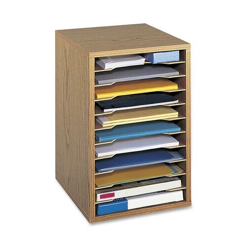 Wood Vertical Desktop Sorter, 11 Sections 10 5/8 X 11 7/8 X 16, Medium Oak