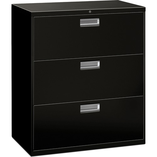 600 Series Three-Drawer Lateral File, 36w X 19-1/4d, Black