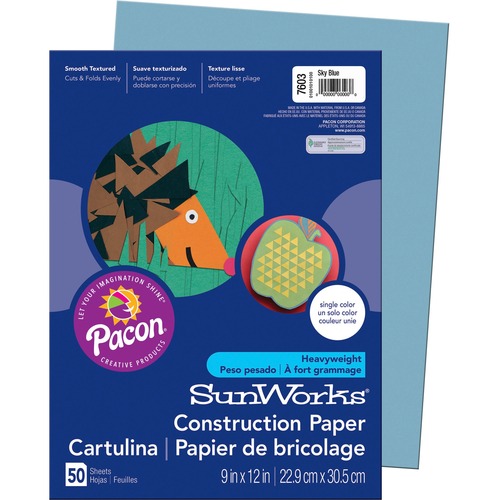 Construction Paper, 58 Lbs., 9 X 12, Sky Blue, 50 Sheets/pack