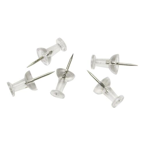 7510009400935, PUSH PINS, PLASTIC, CLEAR, 3/8", 100/BOX