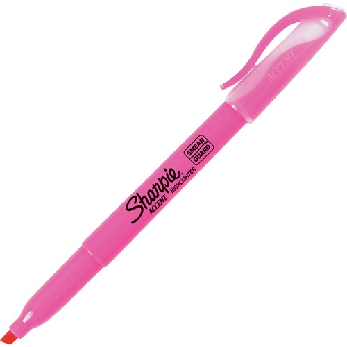 Accent Pocket Style Highlighter, Chisel Tip, Fluorescent Pink, Dozen