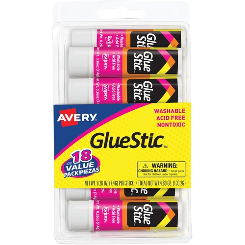 Permanent Glue Stics, White Application, .26 Oz, Stick, 18/pack