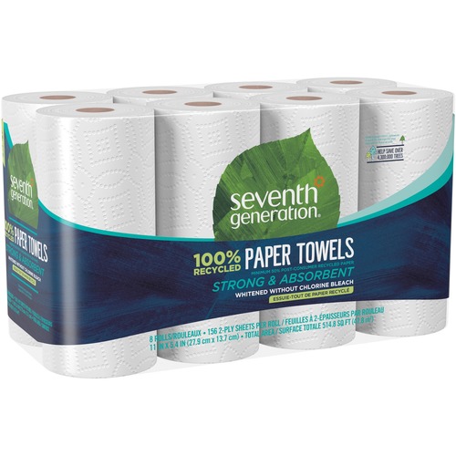 100(percent) Recycled Paper Towel Rolls, 2-Ply, 11 X 5.4 Sheets, 156 Sheets/rl, 32rl/ct