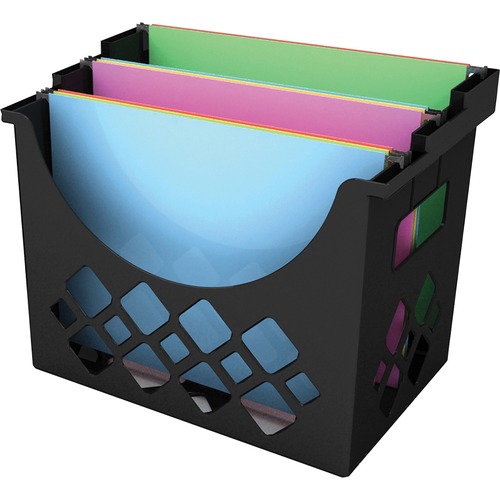 Hanging File Holder, 3 Compartments, 9.6"x8.5"x13.25", Black
