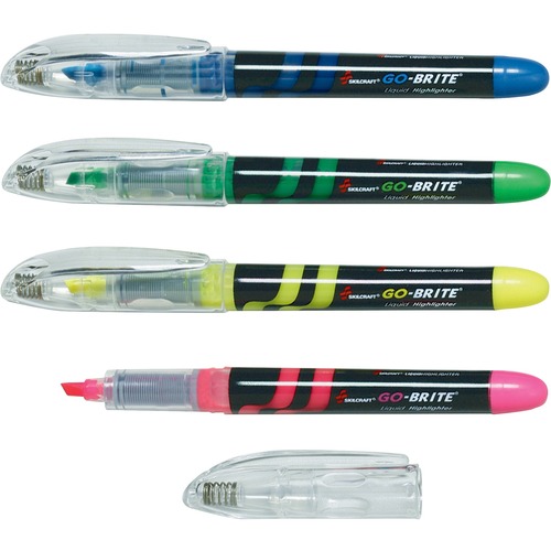 7520014613779, GO-BRITE LIQUID HIGHLIGHTERS, FLUORESCENT, FOUR-COLOR SET
