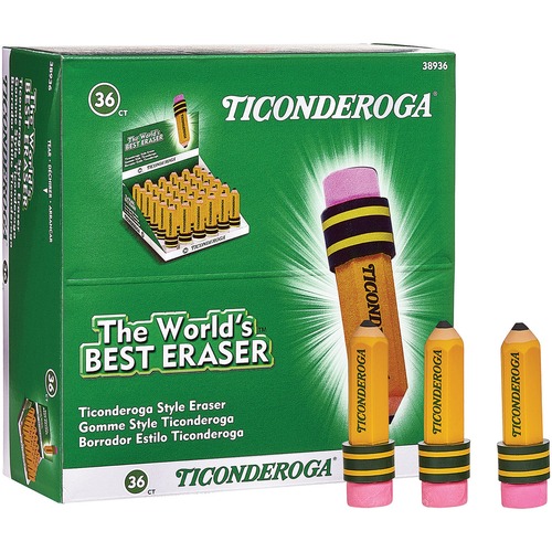Latex Free Eraser, Pencil Shape, 36/BX, Yellow