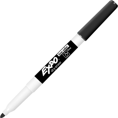 Low Odor Dry Erase Marker, Fine Point, Black, Dozen