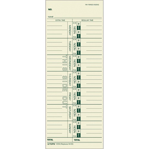 Time Card For Acroprint/ibm/lathem/simplex, Weekly, 3 1/2 X 9, 500/box