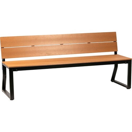 Bench w/Backrest, Outdoor, 72"x22"x18-1/8", Teak/Black