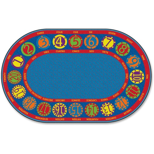Number Circle Rug, Bilingual, 10'9x13'2, Multi