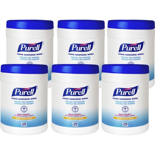 Sanitizing Hand Wipes, 6 X 6 3/4, White, 270/canister, 6 Canisters/carton