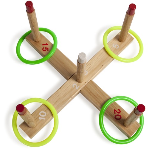 Ring Toss Set, Plastic/wood, Assorted Colors, 4 Rings/5 Pegs/set