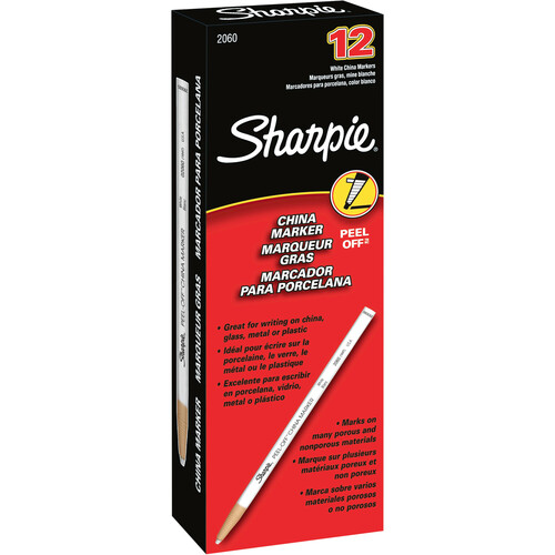 Peel-Off China Markers, White, Dozen