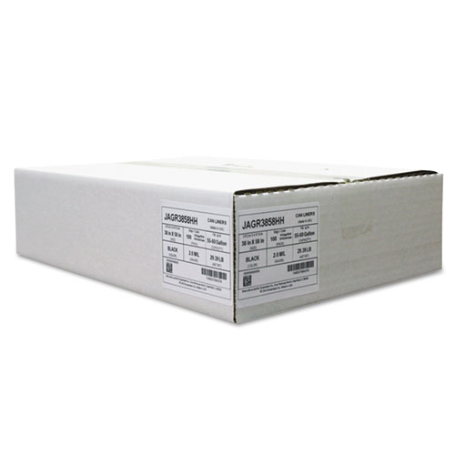 Repro Low-Density Can Liners, 2 Mil, 38 X 58, Black, 10 Bags/roll, 10 Rolls/ct