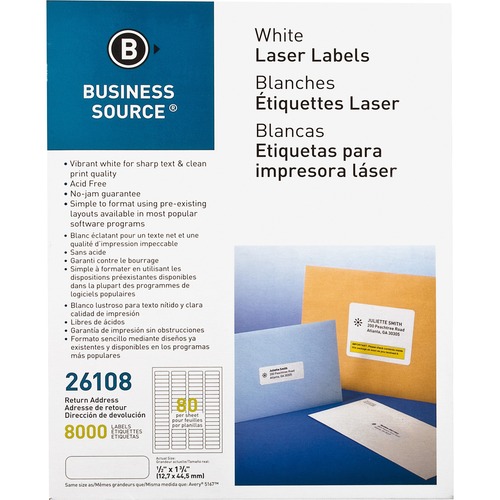 Mailing Labels,Return Address,1/2"x1-3/4",8000/PK,WE