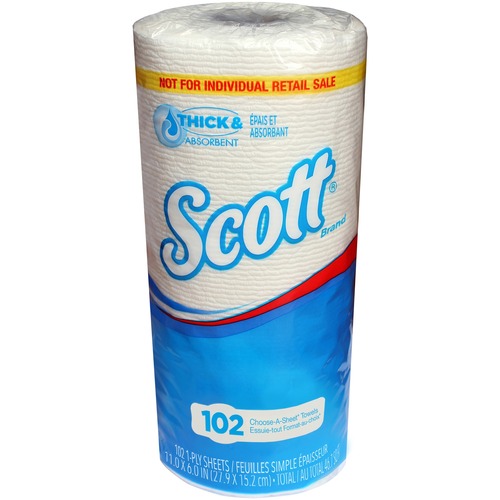 Choose-A-Sheet Mega Roll Paper Towels, 1-Ply, White, 102/roll, 24/carton