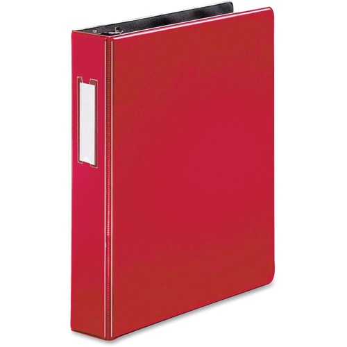 Binder w/Label Holder, Slanted D-Ring, 1-1/2" Cap, Red
