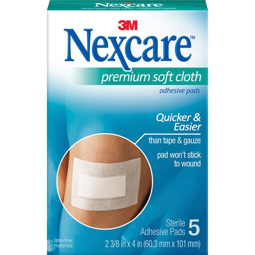 Adhesive Gauze Pad, Hypoallergenic, 2-3/8"x4", 3-Ply, 5/PK
