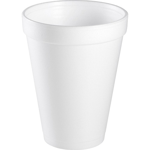 Foam Drink Cups, 12oz, White, 25/bag, 40 Bags/carton