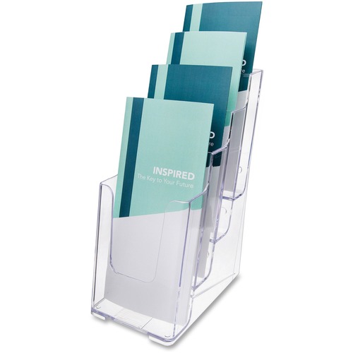 Literature Holder, 4 Leaflet, 4-7/8"x8"x10", Clear