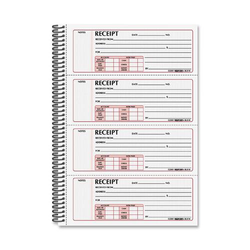 Money Receipt Book, 7 X 2 3/4, Carbonless Duplicate, Twin Wire, 300 Sets/book