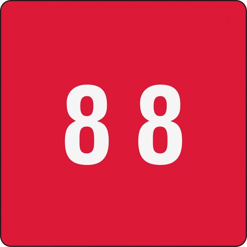 Single Digit End Tab Labels, Number 8, Red, 250/roll