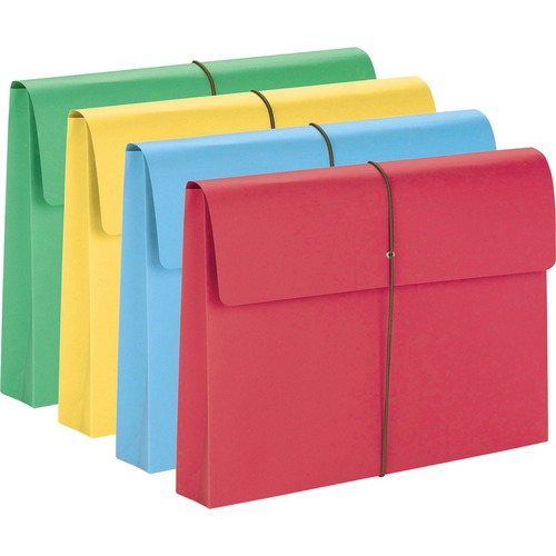 2" Exp Wallet, Elastic Cord, Legal, Blue/green/red/yellow, 50/box